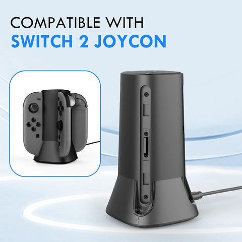 Charging Dock for 2025 Nintendo Switch 2 JoyCon Controllers, 4-Slot Charger Station for Switch 2 Joy-Con Controllers, Magnetic & Weighted Base, LED Indicators, with USB-C Cable