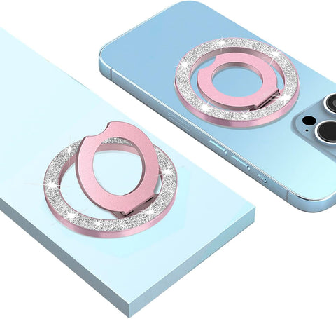 Magnetic Phone Grip for Magsafe, Removable Magnetic Phone Ring Holder Rotatable Kickstand Compatible with iPhone 15 Pro Max | 14 Pro Max | 13 Pro Max | 12 and Smartphones (Rose Gold)