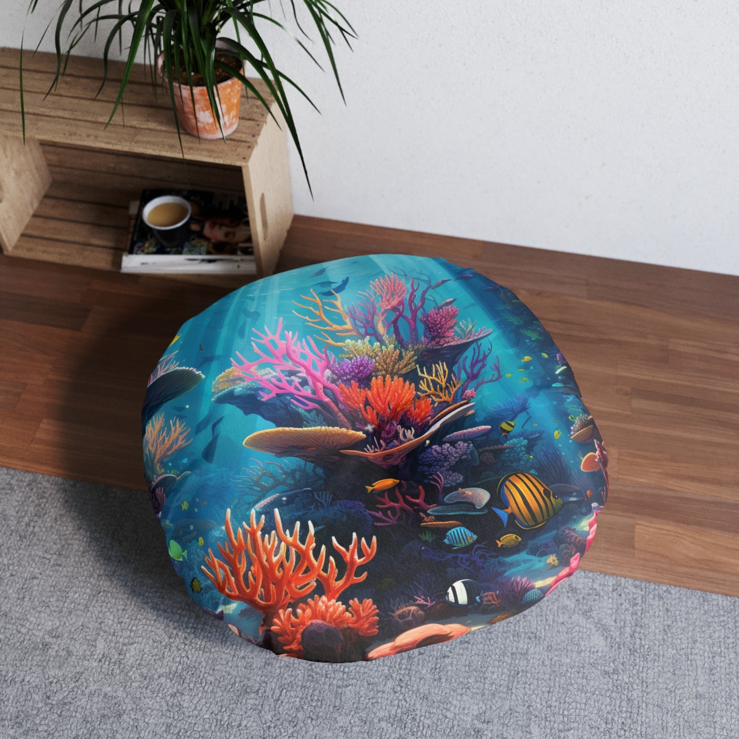 Oceanic Serenity: Deep Sea Delights  Tufted Floor Pillow, Round