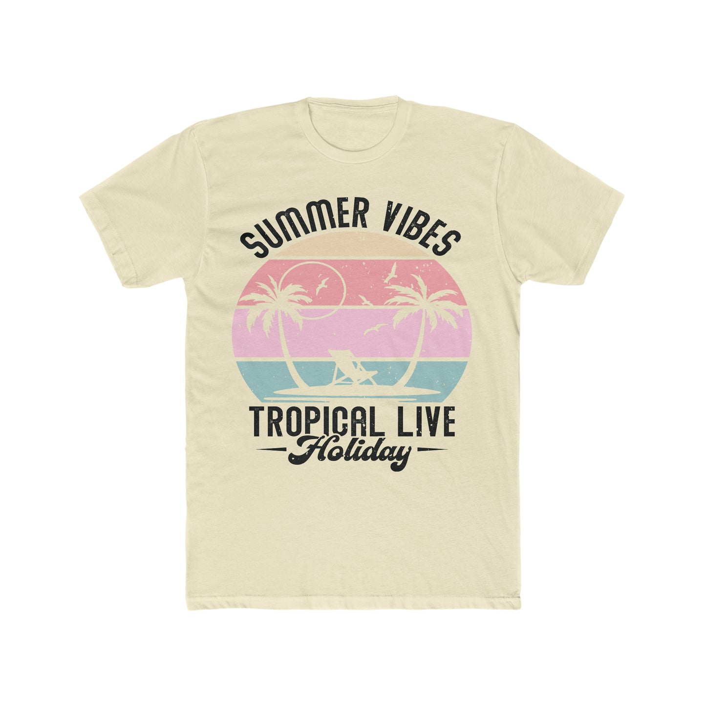 Summer Vibes Vintage Beach Men's Cotton Crew Tee