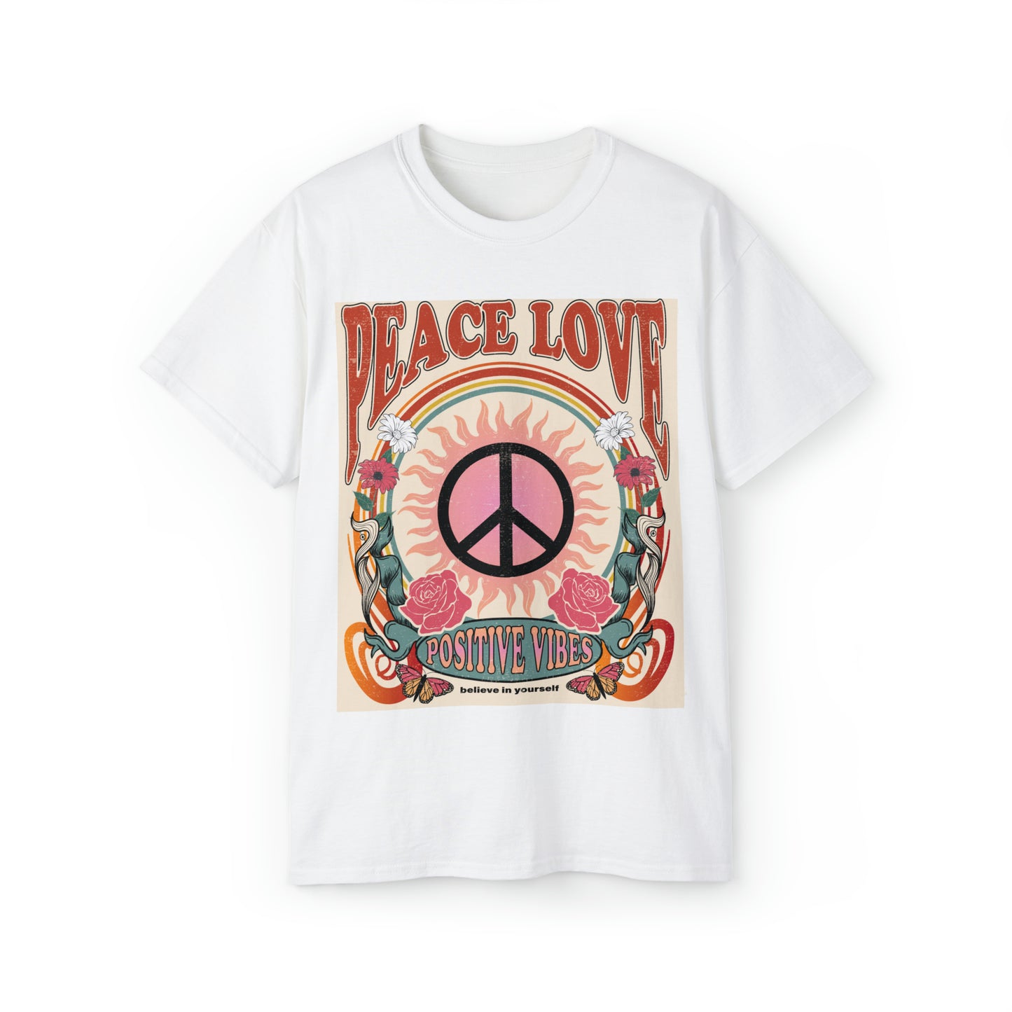 Peace Love Positive Vibes Unisex Ultra Cotton Tee