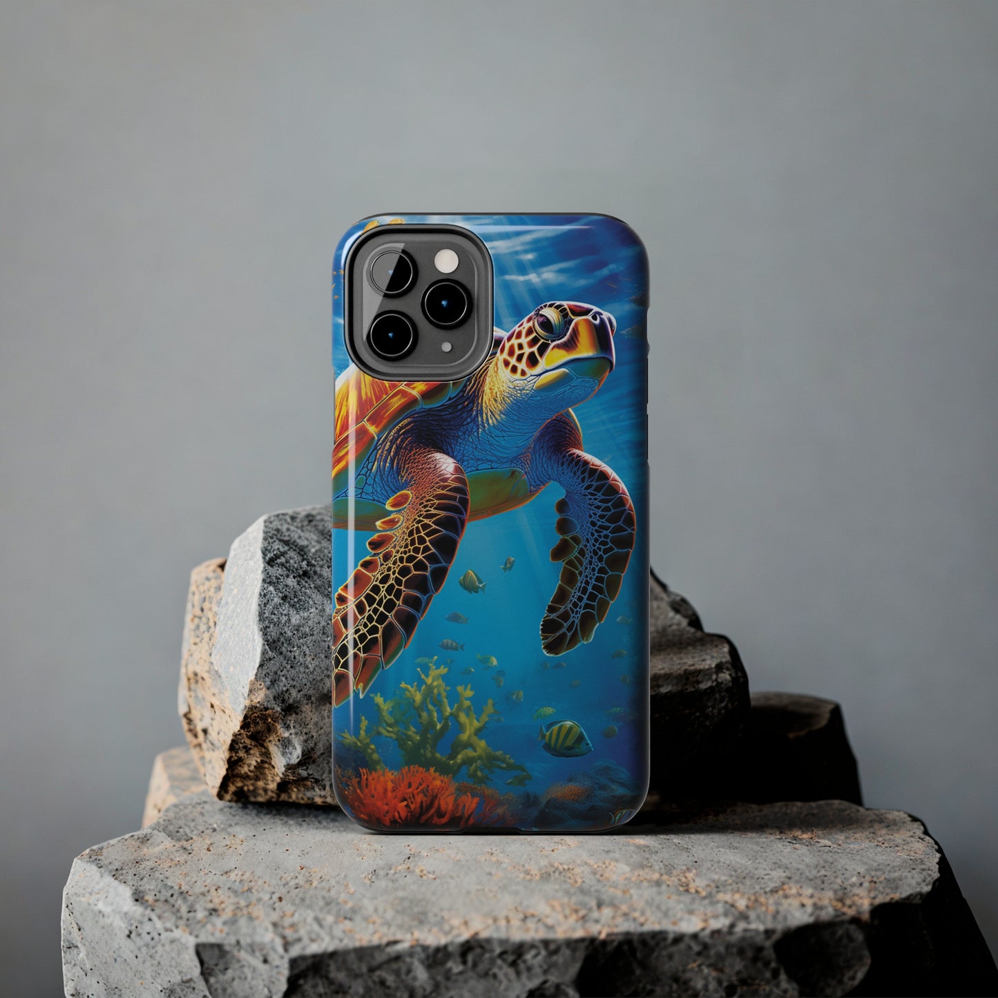 Serene Depths: A Majestic Sea Turtle Journey - Tough iPhone Cases