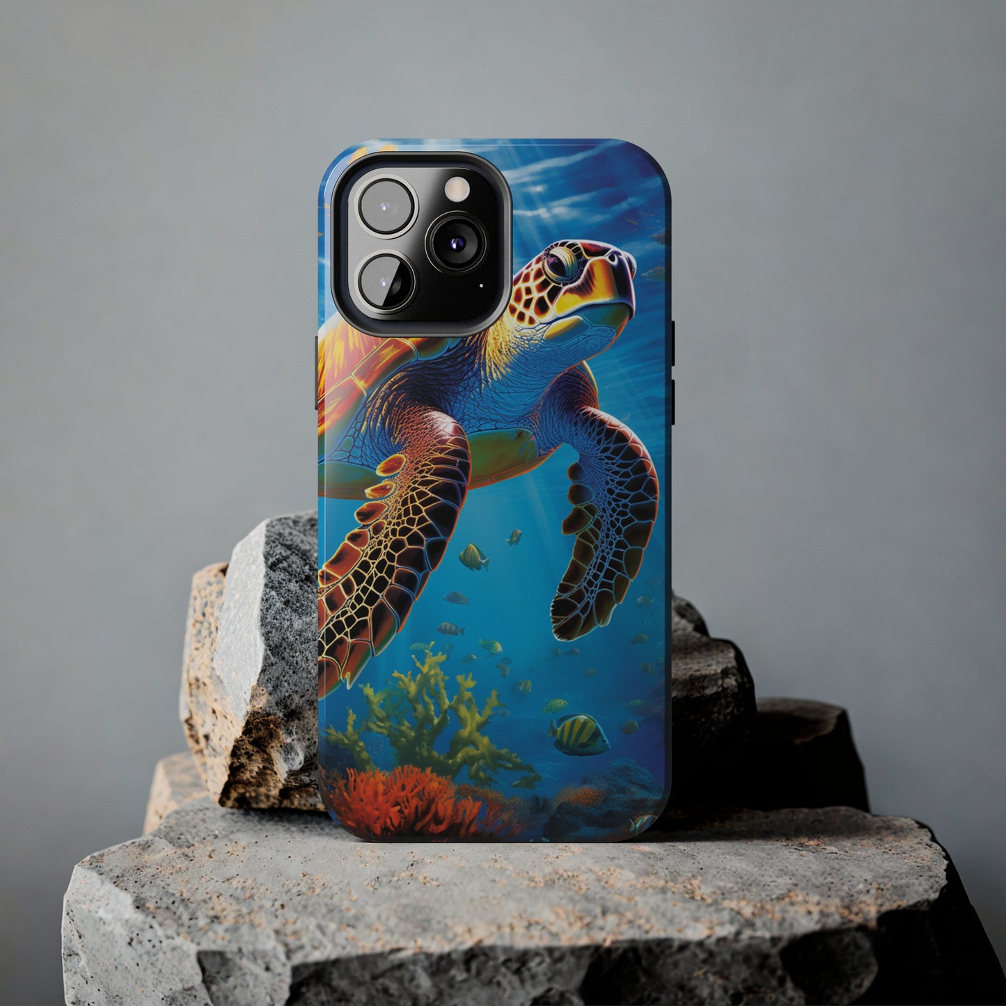 Serene Depths: A Majestic Sea Turtle Journey - Tough iPhone Cases