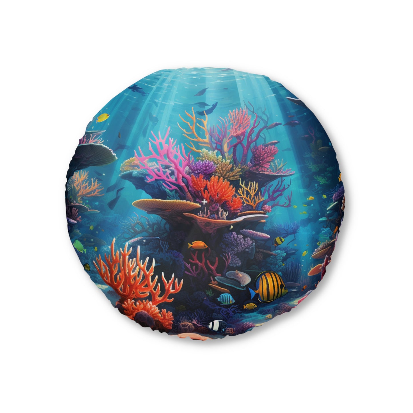 Oceanic Serenity: Deep Sea Delights  Tufted Floor Pillow, Round