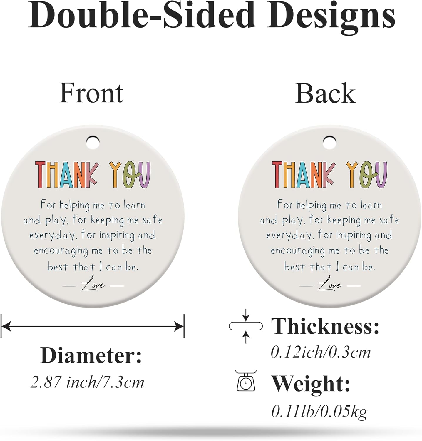 Teacher Christmas Ornament, Teacher Gifts for Christmas, Thank You Gifts for Women, Ceramic Ornament