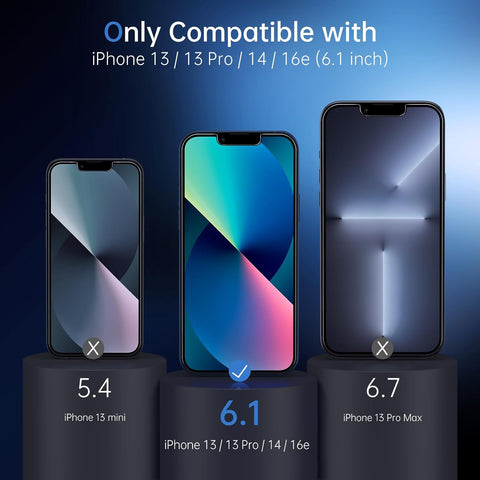 SYNCWIRE Privacy Screen Protector for iPhone 16e/14/13/13 Pro, Unbreak Anti Spy Tempered Glass Black [Easy Installation Frame] [10X Stronger] [Bubble Free] [Sensitive Touch] for iPhone 6.1'' 2-Pack