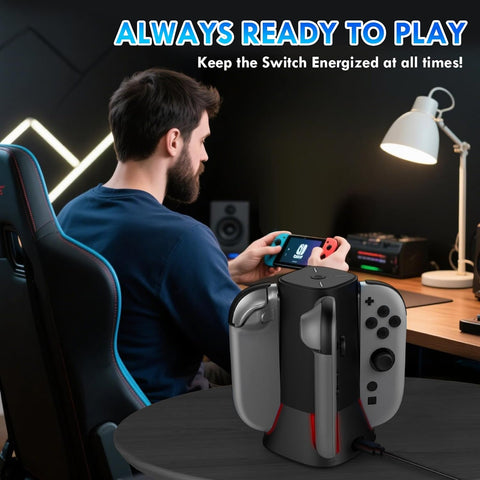 Charging Dock for 2025 Nintendo Switch 2 JoyCon Controllers, 4-Slot Charger Station for Switch 2 Joy-Con Controllers, Magnetic & Weighted Base, LED Indicators, with USB-C Cable