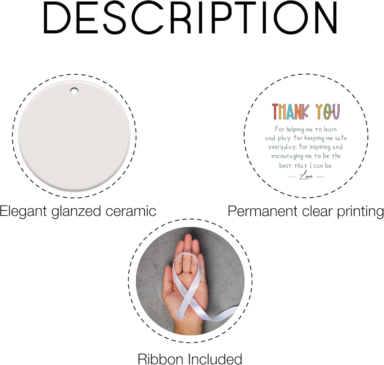 Teacher Christmas Ornament, Teacher Gifts for Christmas, Thank You Gifts for Women, Ceramic Ornament