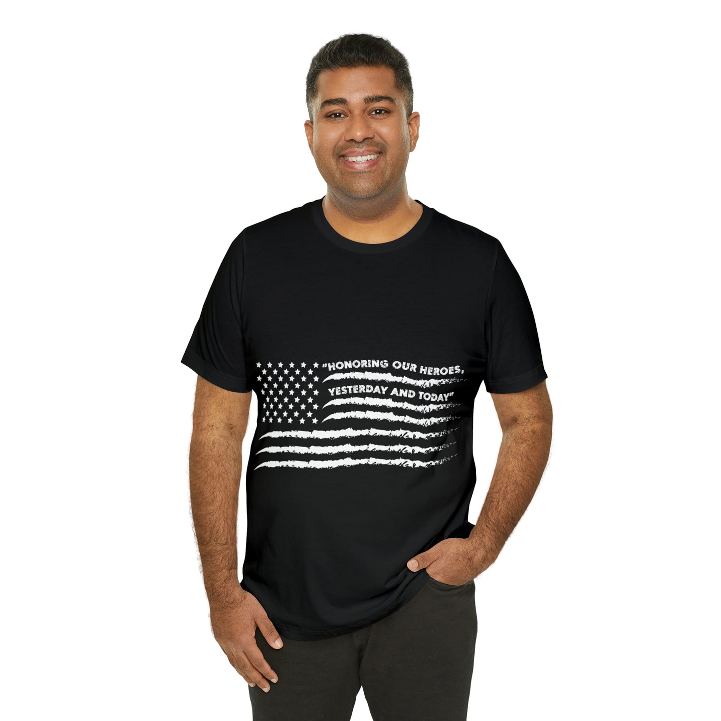 Unisex Jersey Short Sleeve Tee American Flag Memorial Day Honoring American Heroes