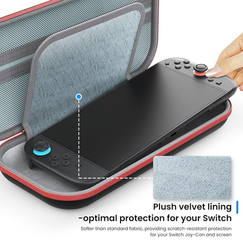 DIGIROOT Switch Case for Nintendo Switch 2 (2025) and Switch / OLED, Portable Travel Carrying Case, Slim Hard Shell Protective for Switch 2 Accessories with 10 Game Card Slots (Black & Red)