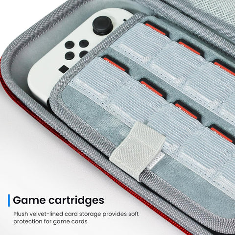 DIGIROOT Switch Case for Nintendo Switch 2 (2025) and Switch / OLED, Portable Travel Carrying Case, Slim Hard Shell Protective for Switch 2 Accessories with 10 Game Card Slots (Black & Red)