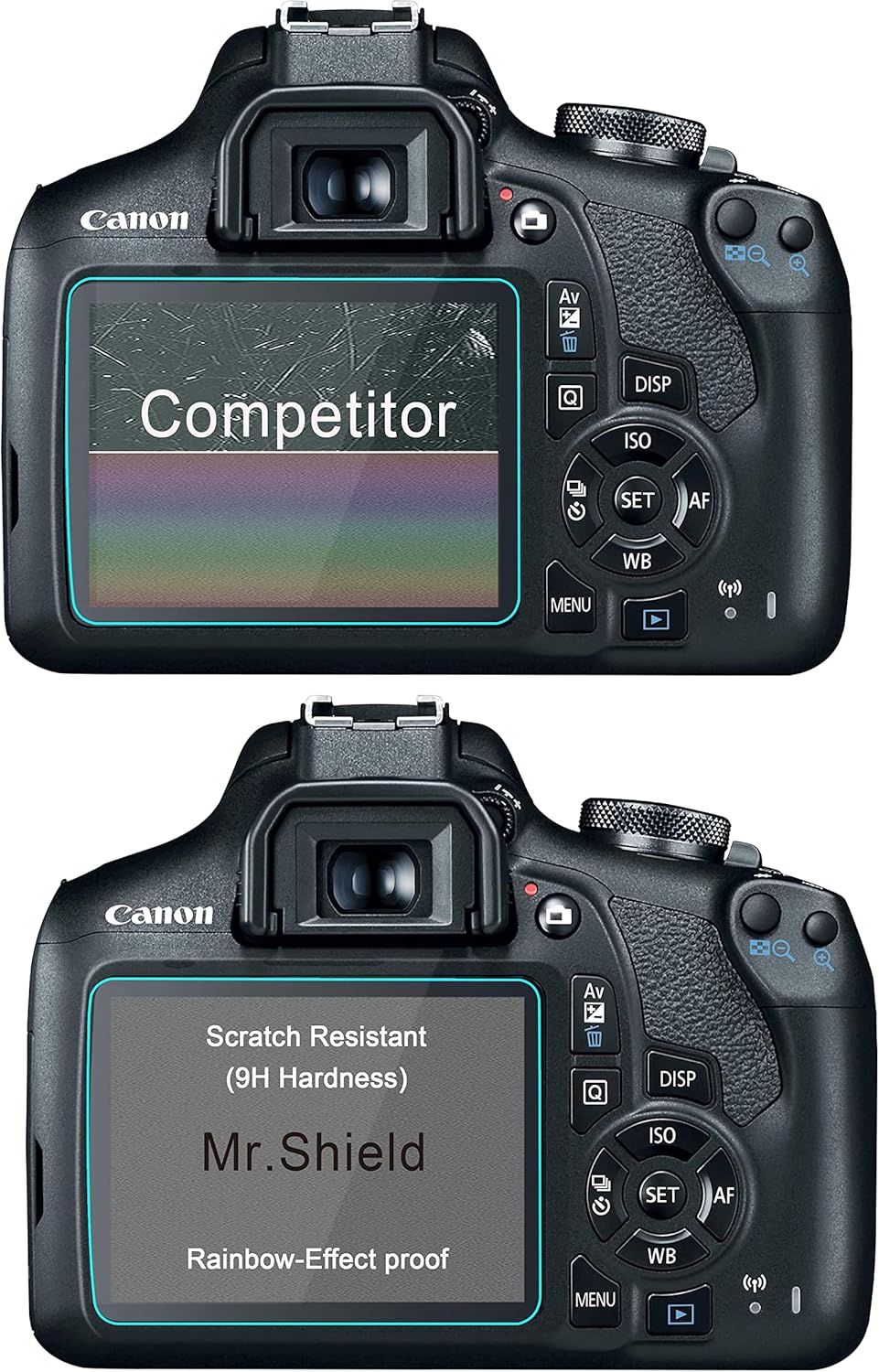 Mr.Shield [3-Pack] Screen Protector For Canon EOS Rebel T7 T6 T5(2000d 1300d 1200d) DSLR Camera [Tempered Glass] [Japan Glass with 9H Hardness] Screen Protector