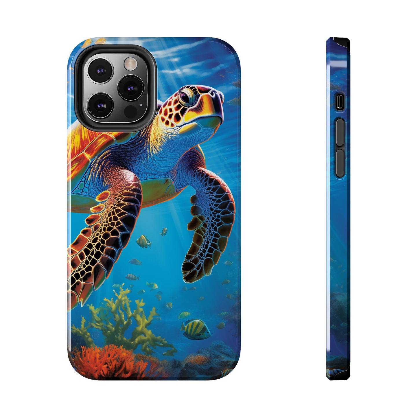 Serene Depths: A Majestic Sea Turtle Journey - Tough iPhone Cases