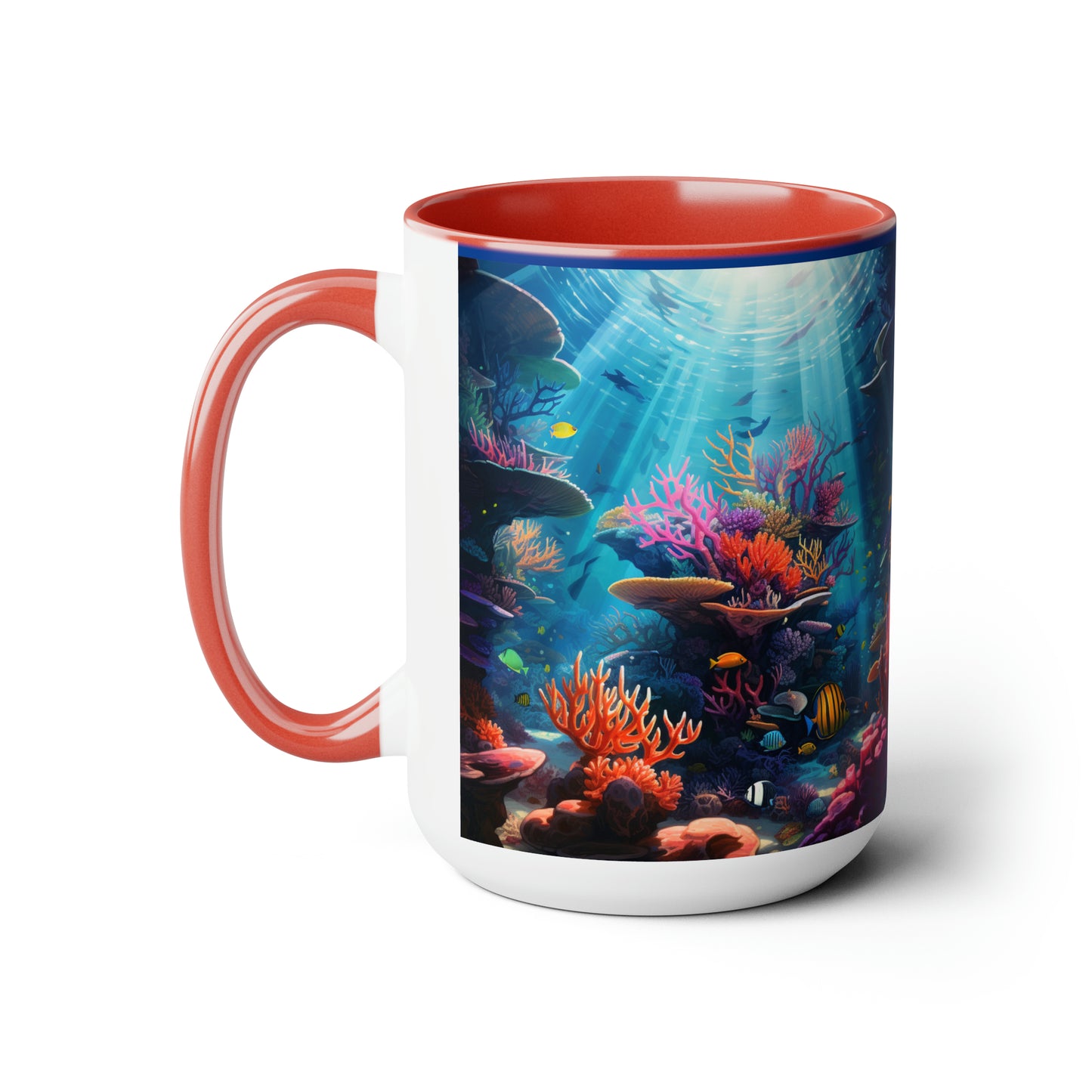 Oceanic Serenity: Deep Sea Delights Two-Tone Coffee Mugs, 15oz