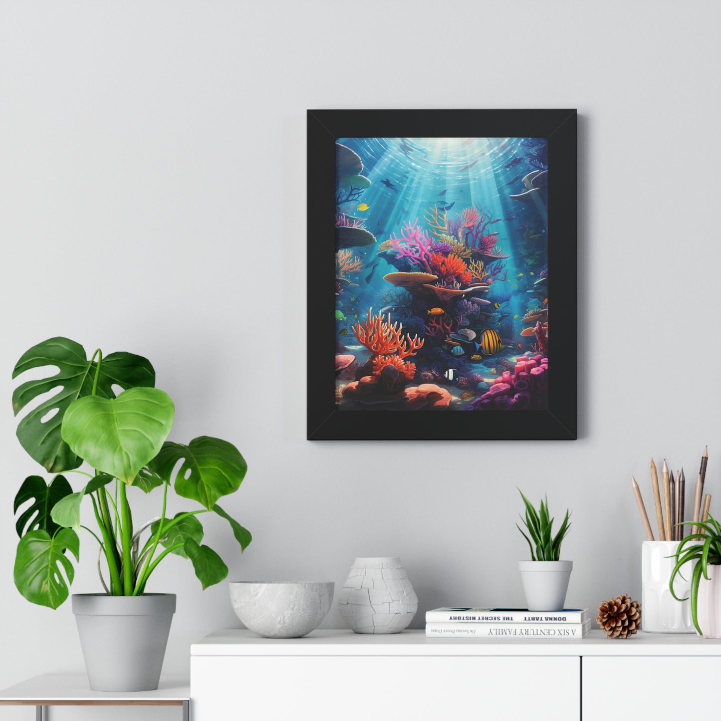 Oceanic Serenity: Deep Sea Delights Framed Vertical Poster