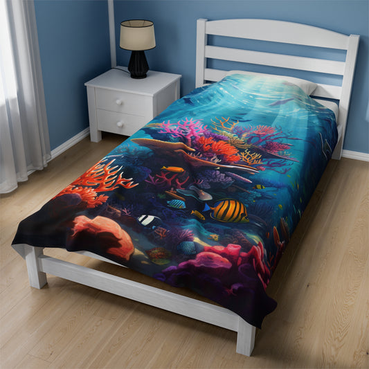 Oceanic Serenity: Deep Sea Delights Velveteen Plush Blanket Ver. 1