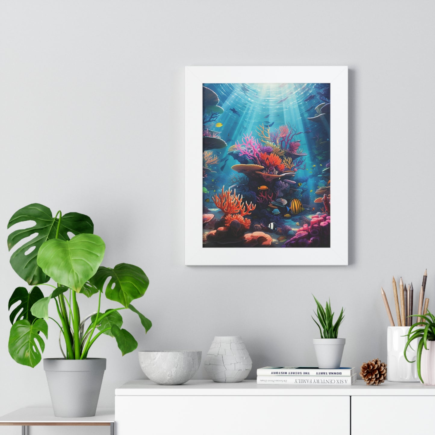 Oceanic Serenity: Deep Sea Delights Framed Vertical Poster