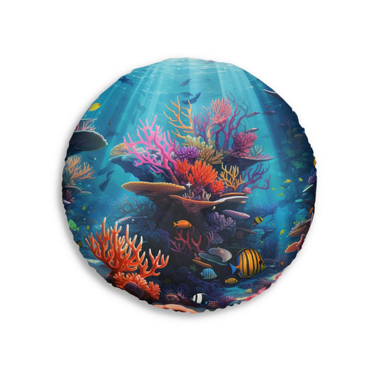 Oceanic Serenity: Deep Sea Delights  Tufted Floor Pillow, Round