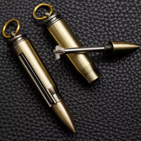 Metal Novelty Refillable Bullet Grinding Wheel Keychain Kerosine Lighter Portable Retro Smoking Accessories Gadgets For Men