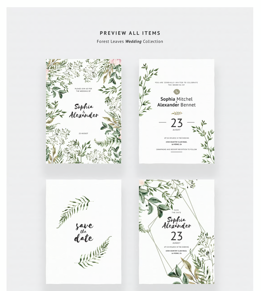 Forest Leaves Wedding Invitations