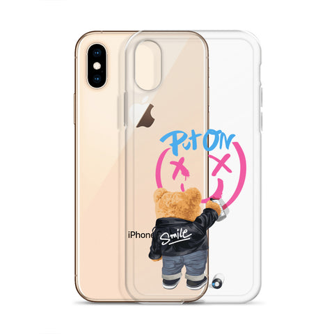 Put on Smile Bear Street Clear Case for iPhone®