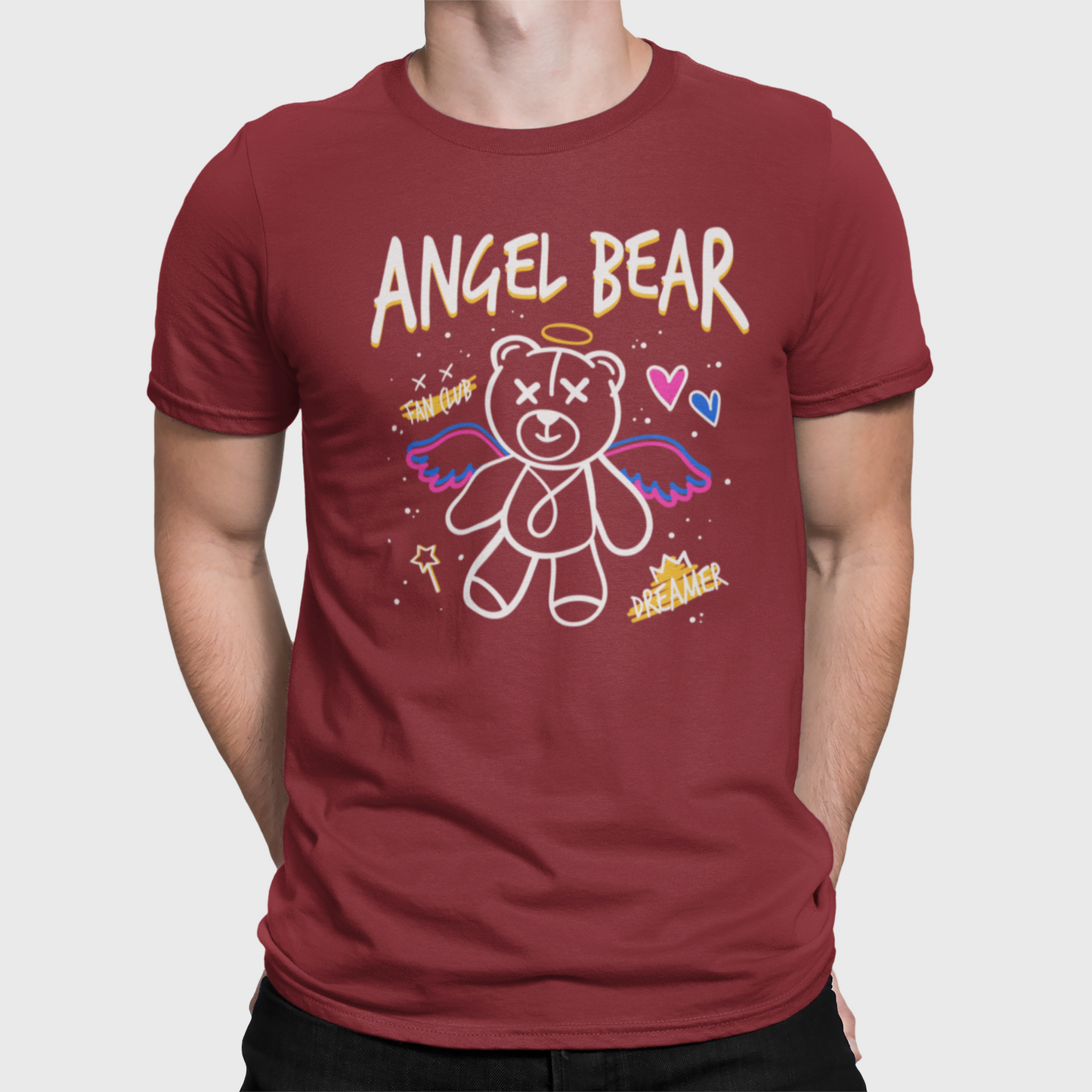 Angel Bear Fan Club Dreamer Men's Premium Heavyweight Tee Cotton Heritage MC1086