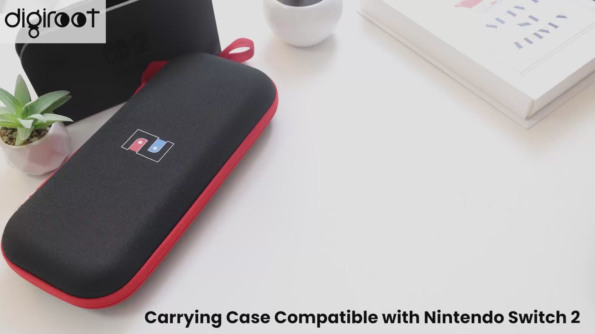 DIGIROOT Switch Case for Nintendo Switch 2 (2025) and Switch / OLED, Portable Travel Carrying Case, Slim Hard Shell Protective for Switch 2 Accessories with 10 Game Card Slots (Black & Red)