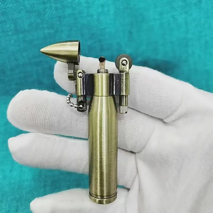 Metal Novelty Refillable Bullet Grinding Wheel Keychain Kerosine Lighter Portable Retro Smoking Accessories Gadgets For Men
