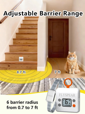 Wireless Cat Barrier - Rechargeable Indoor Barrier with 6 Adjustable Range Ra...