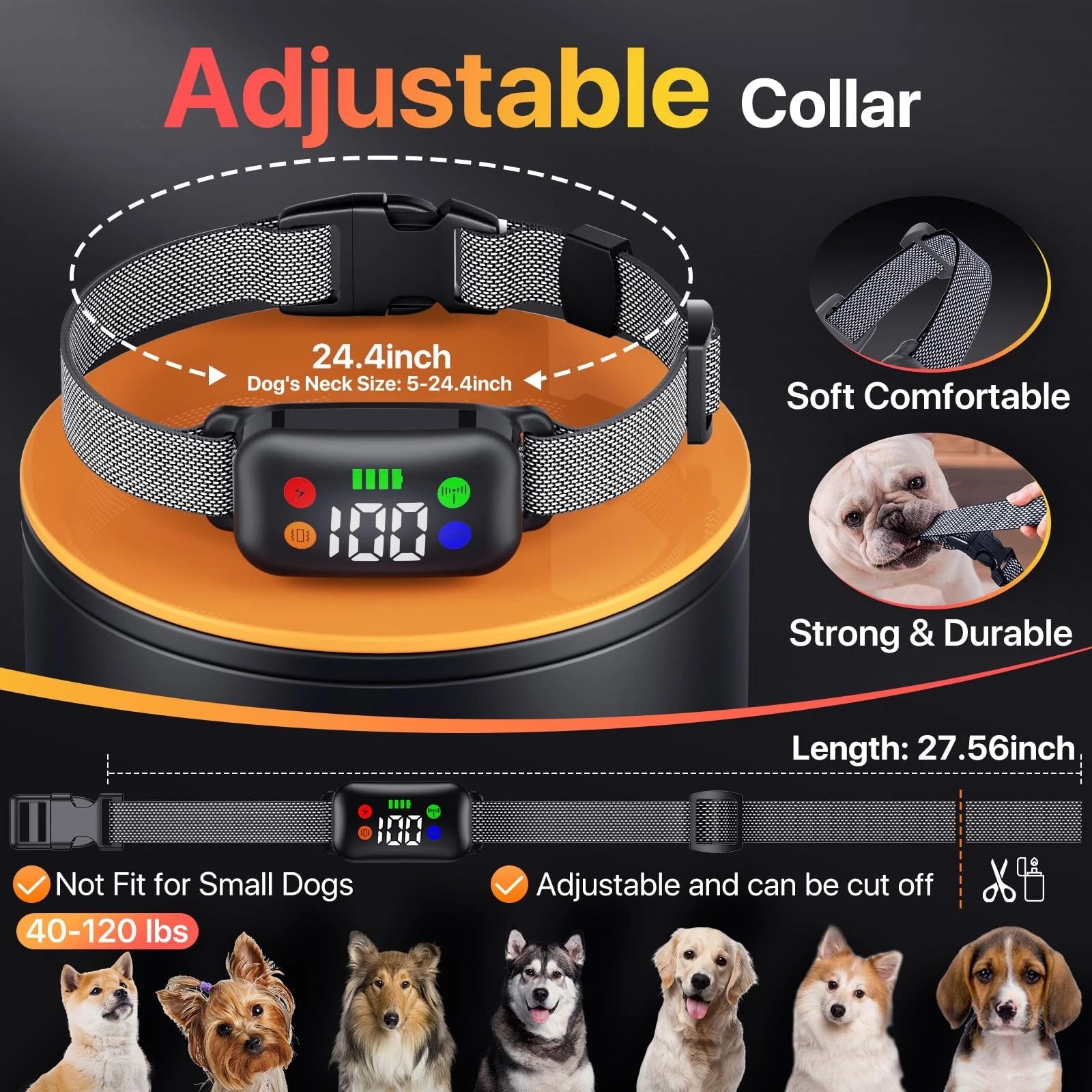 Dog Training Collar, Shock Collar with Remote Control for Large, Black