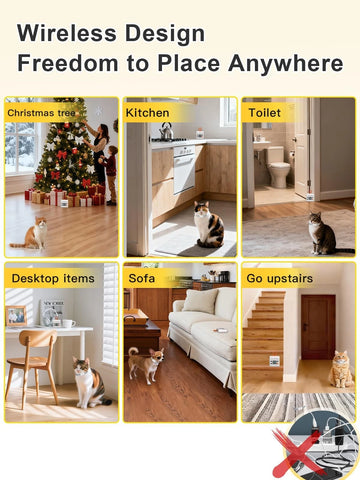 Wireless Cat Barrier - Rechargeable Indoor Barrier with 6 Adjustable Range Ra...