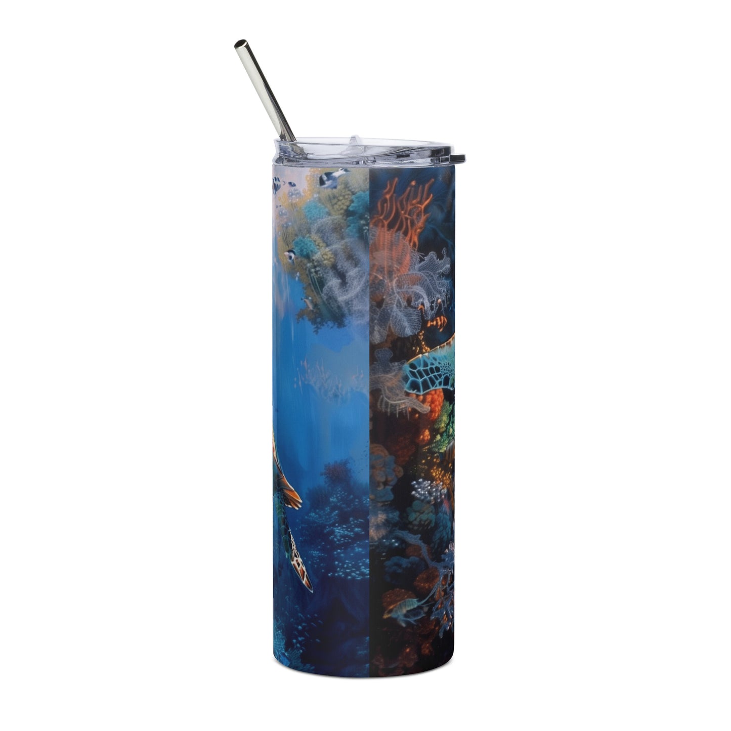 Underwater Reef Live with Sea Turtle Stainless steel Skinny tumbler