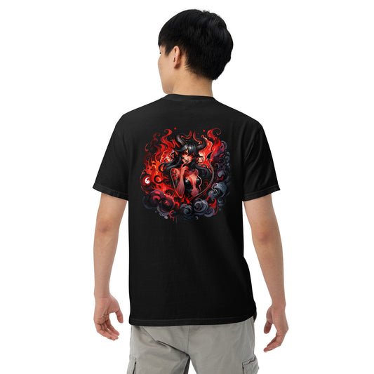 Tempting Demon with Fiery Background Unisex garment-dyed heavyweight t-shirt