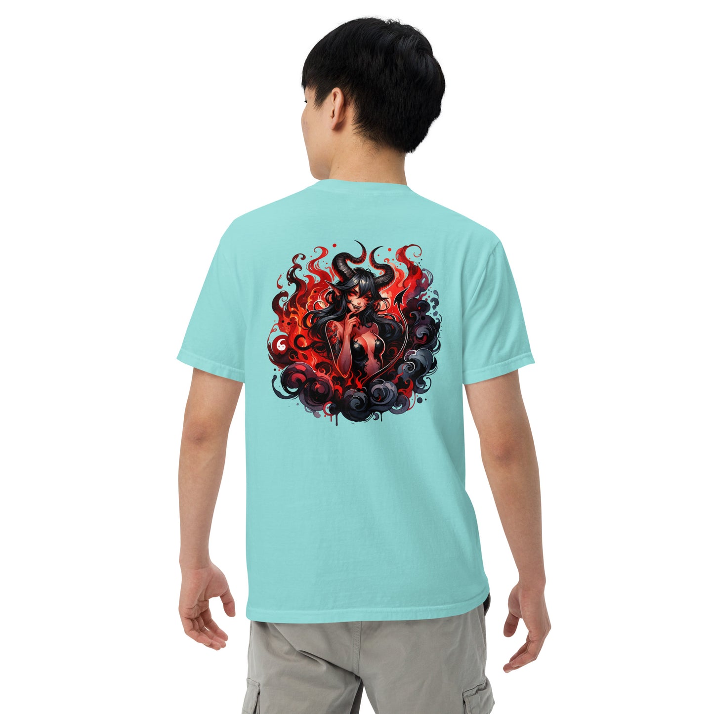 Tempting Demon with Fiery Background Unisex garment-dyed heavyweight t-shirt