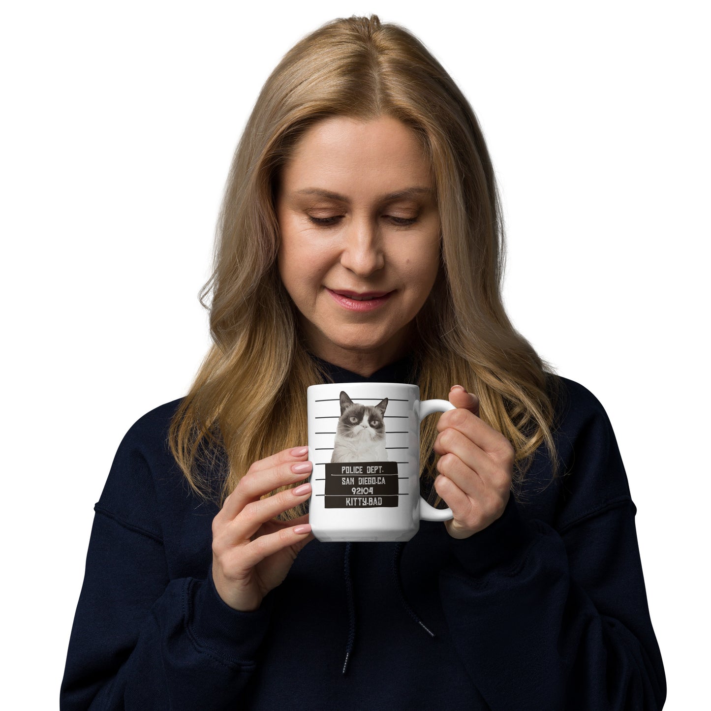 Bad Kitty Police Dept. White glossy mug