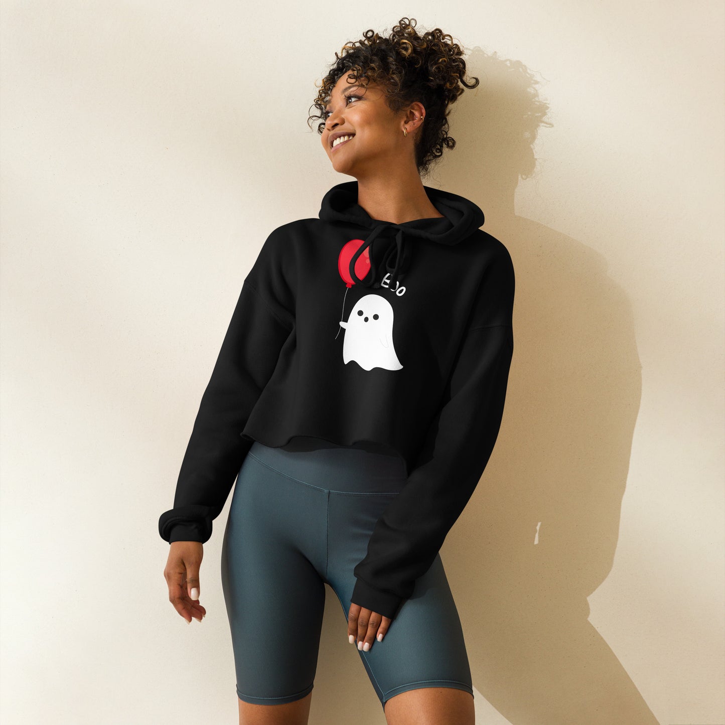 Balloon Boo Ghost Crop Hoodie