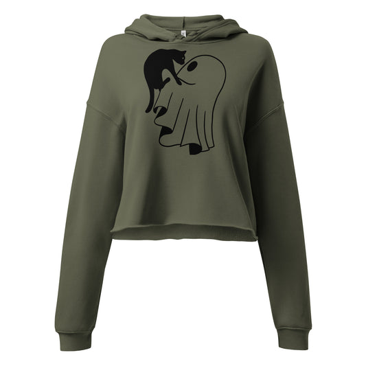 Ghostly Cat Gathering Crop Hoodie