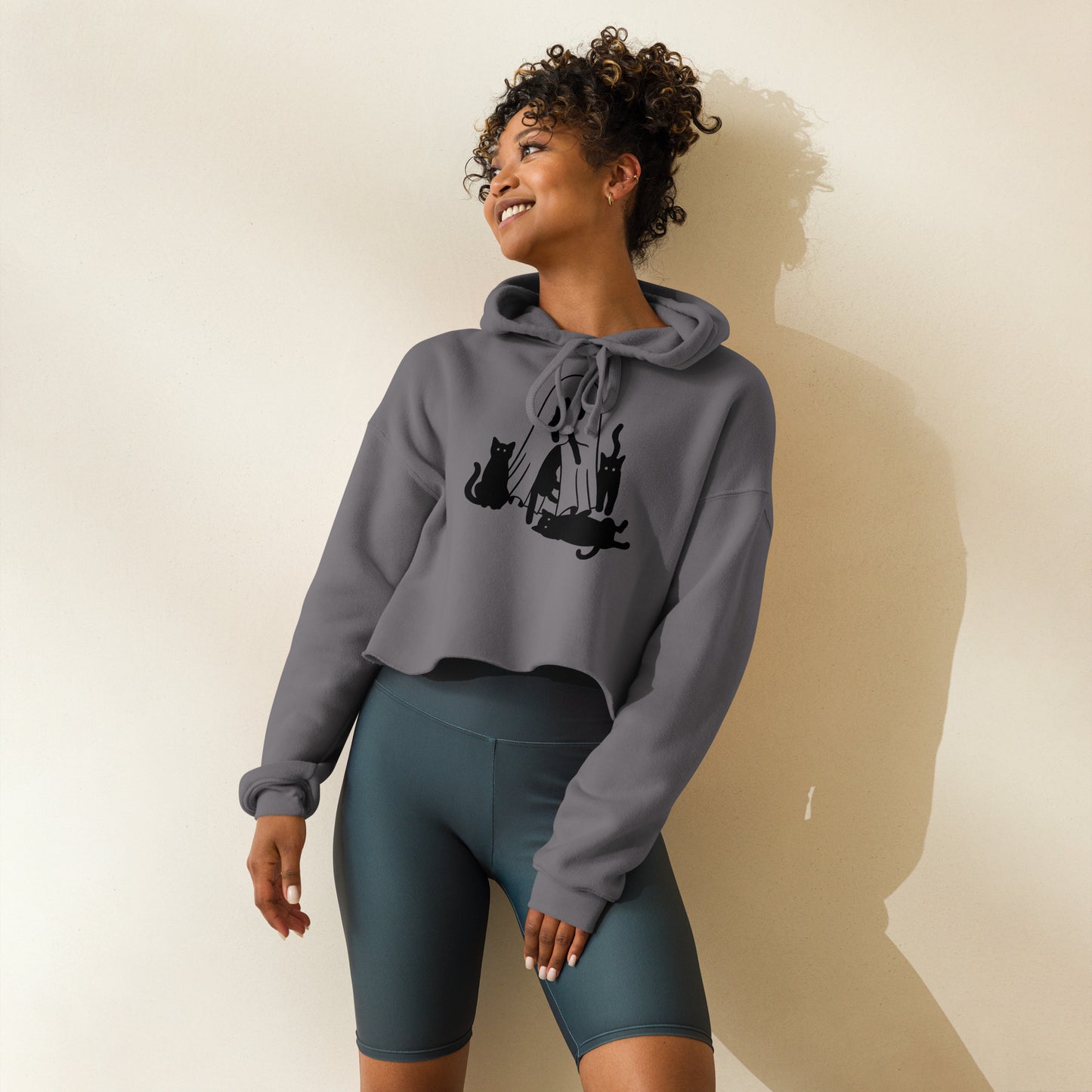 Ghostly Cat Keeper Crop Hoodie