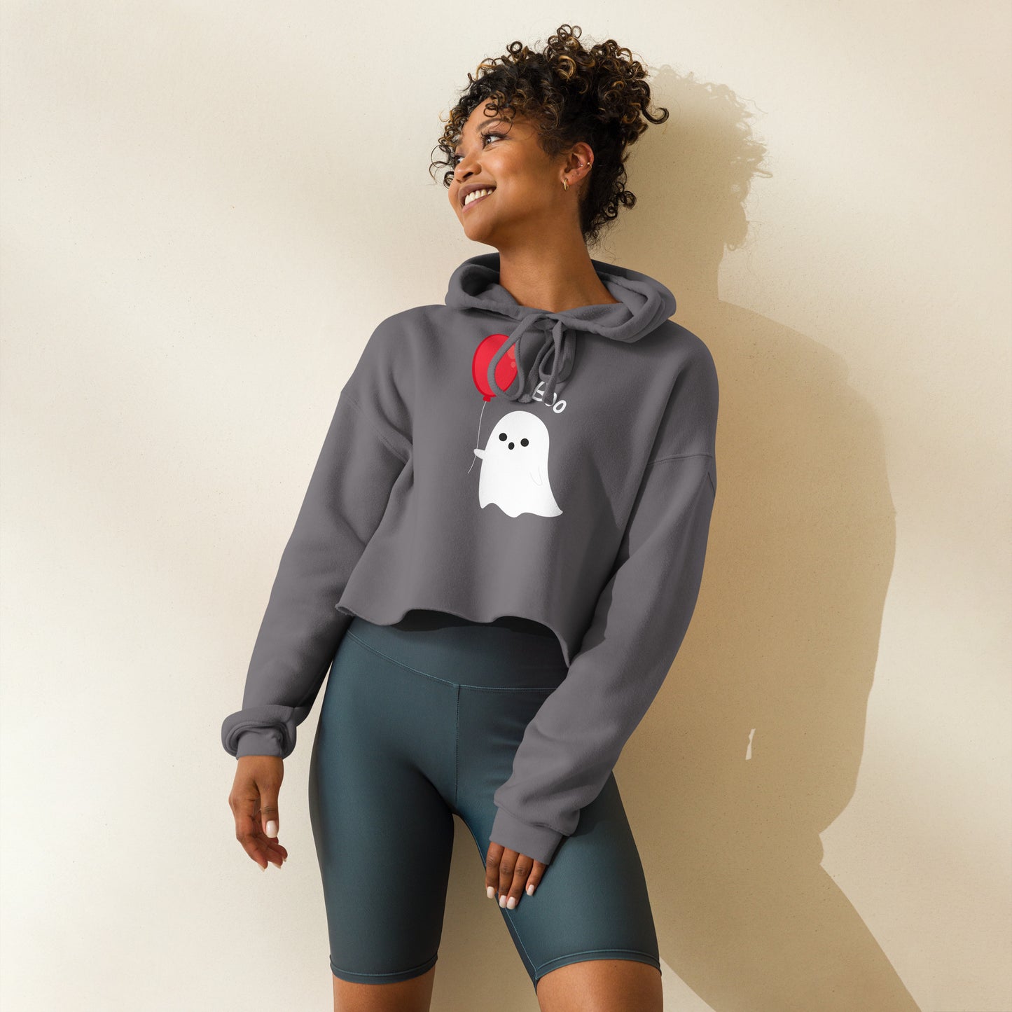 Balloon Boo Ghost Crop Hoodie